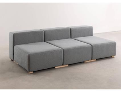 Sofá  Cinzento (Madeira, Poliéster - 67x225x117x40 cm)