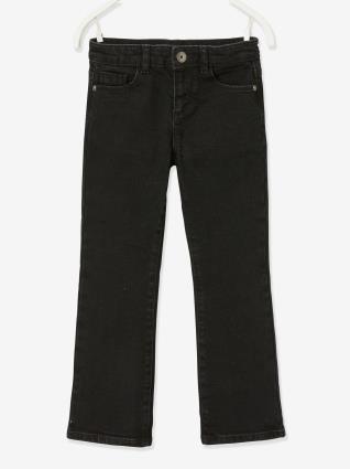 Jeans flare, para menina preto escuro liso
