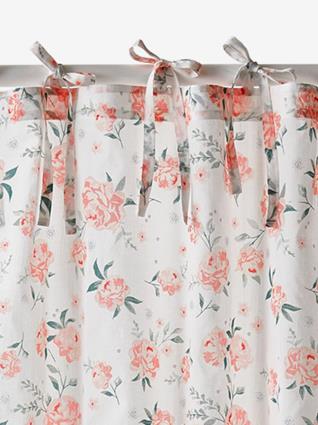 Cortinado Água de Rosas branco claro estampado