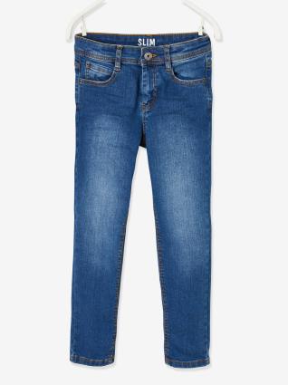 Jeans slim morfológicos 'waterless', medida das ancas LARGA, para menino azul escuro desbotado