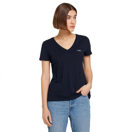 Camiseta Manga Curta Decote V Relaxed M Sky Captain Blue
