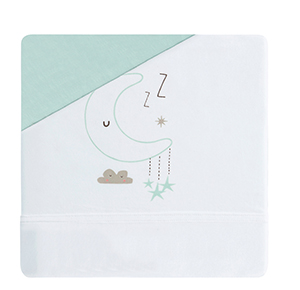 Jogo lençois 3 Peças Algodão 80x140 Sw.Nig Branco/Menta