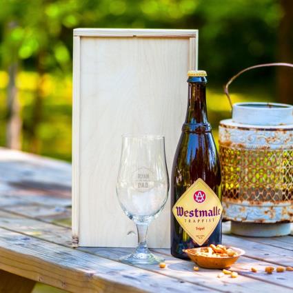 Presente de dia dos pais cerveja conjunto com vidro gravado - Westmalle