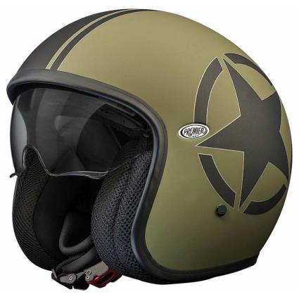 Premier Helmets Capacete Jet Vintage Evo Star Military Bm L Green / Black