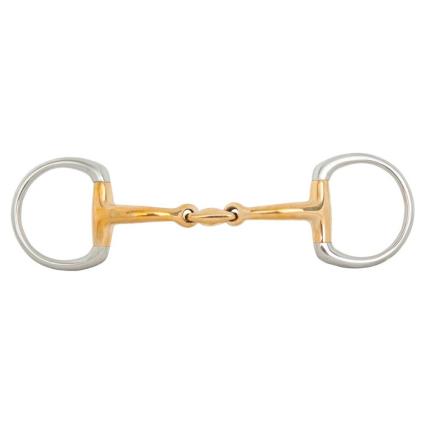 Br Snaffle De Eggbutt Com Articulação Dupla Anatômico Soft Contact 14 Milímetros Argolas 55 Milímetros Pedaço 13.5 cm Golden