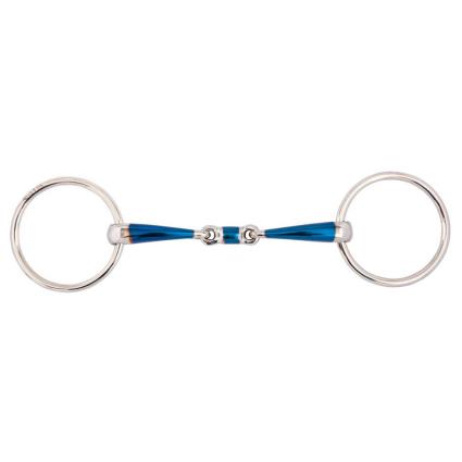 Br Snaffle De Junta Dupla Argolas Sweet Iron 14 Mm 65 Milímetros Pedaço 13.5 cm Blue