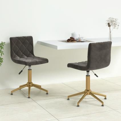 vidaXL Cadeiras de jantar giratórias 2 pcs veludo cinzento-escuro