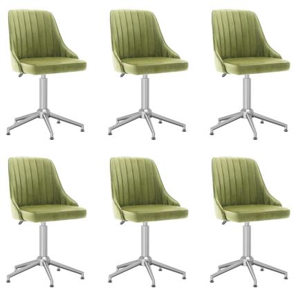 vidaXL Cadeiras de jantar giratórias 6 pcs veludo verde-claro