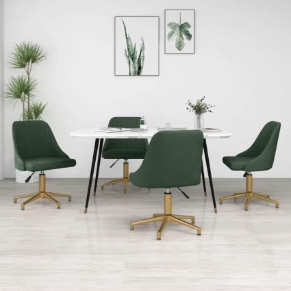 vidaXL Cadeiras de jantar giratórias 4 pcs veludo verde-escuro