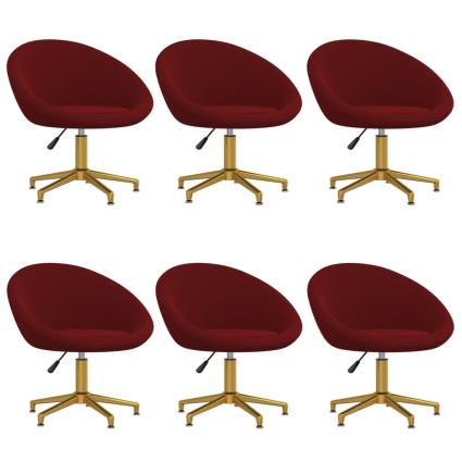 vidaXL Cadeiras de jantar 6 pcs veludo vermelho tinto