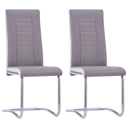 Cadeiras de jantar 2 pcs tecido cinzento-acastanhado