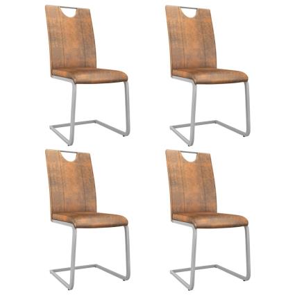 Cadeiras de jantar 4 pcs couro artificial castanho camurça
