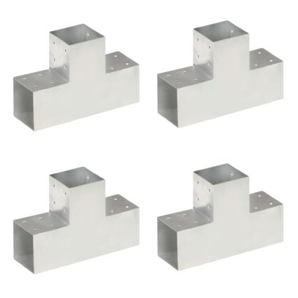 Bases para poste em forma T 4 pcs 101x101 mm metal galvanizado