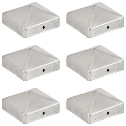 Tampas piramidais postes vedação 6pcs metal galvanizado 71x71mm