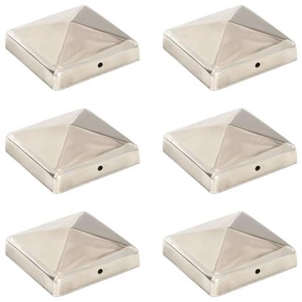 Tampas piramidais p/ postes vedação 6pcs aço inoxidável 91x91mm