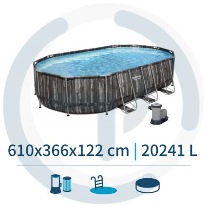 Piscina Bestway POWER STEEL 5611R (610X366X122cm - 20241 Litros) - Com Bomba, Escada e Cobertura