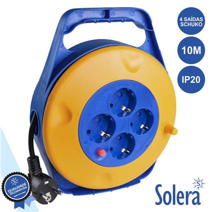 ENROLADOR DE CABOS 10M 3x1,5 COM 4 TOMADAS BIPOLARES COM T/T LATERAL 