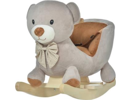 HOMCOM Cavalo de balanço com forma de urso para bebê acima de 18 meses com som 60x33x50