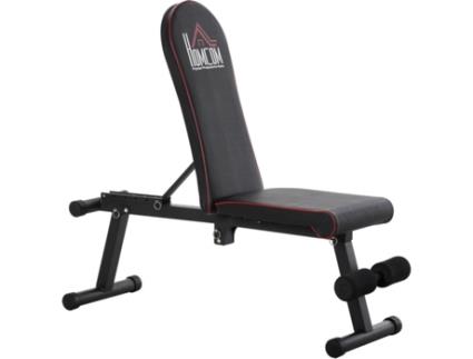 HOMCOM Banco de peso dobrável com altura ajustável e ângulo do encosto ajustável de 6 níveis para Elevação abdômen 130x37x45-108 cm preto