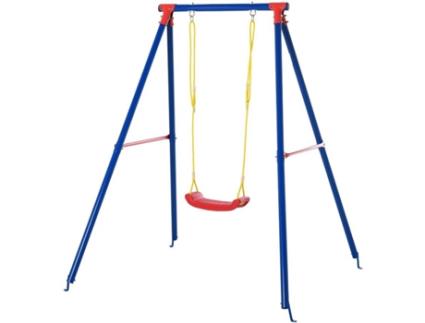 Outsunny Balanço de metal para crianças acima de 6 anos com assento de corda ajustável 4 âncoras externas máx. 40 kg 155x160x180cm Multicolor