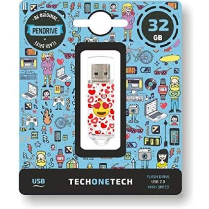 Tech-One-Tech - PEN USB 32 GB EMOJITECH HEART-EYES TEC4502-32