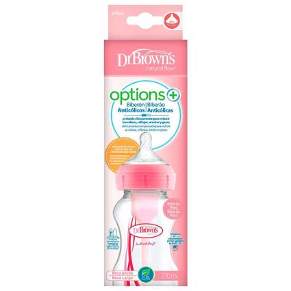 Dr Browns Biberão Options+ de abertura larga rosa 270ml