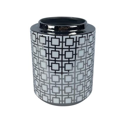 Vaso DKD Home Decor Porcelana Prateado Oriental (15 x 15 x 19 cm)