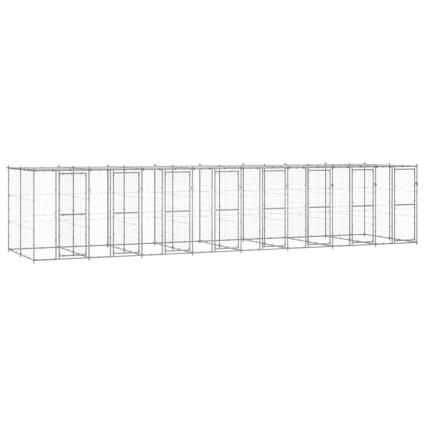 vidaXL Canil de exterior com telhado 19,36 m² aço galvanizado