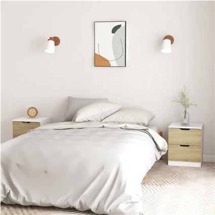 vidaXL Mesas cabeceira 2pcs 40x40x50cm contrap. branco/carvalho sonoma