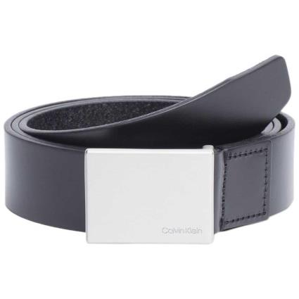 Calvin Klein Accessories Cinto Leather Plaque 110 cm Black