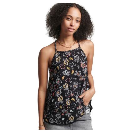 Superdry Vintage Beach Cami Top XS Olivia Paisley Black