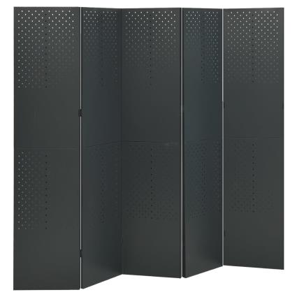 vidaXL Divisória de quarto com 5 painéis aço 200x180 cm antracite
