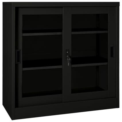 vidaXL Armário com porta deslizante aço 90x40x90 cm preto