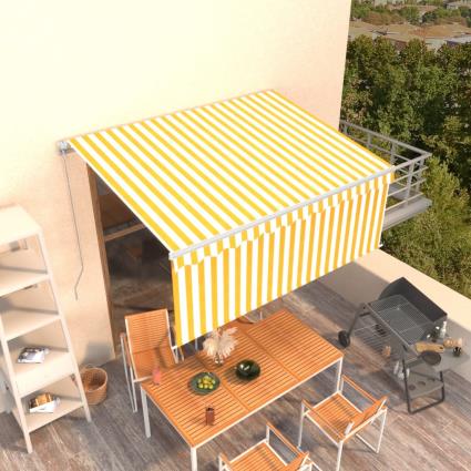 vidaXL Toldo retrátil manual com estore 3x2,5 m amarelo e branco