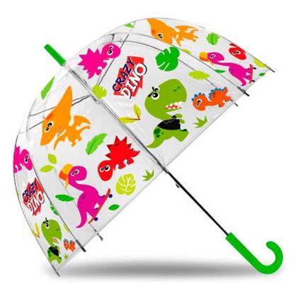 Guarda-Chuva Infantil Transparente Crazy Dinossauro