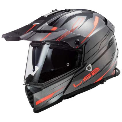 Ls2 Capacete Motocross Mx436 Pioneer Evo L Knight Titanium Orange