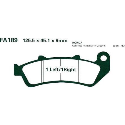 Hi Q Brake Pad Fa 189 125.5 x 45.1 x 9 mm