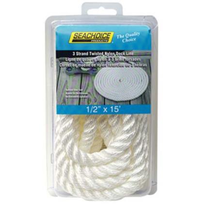 Seachoice 3 Strand Twisted Nylon Dock Line 13 mm x 4.5 m White