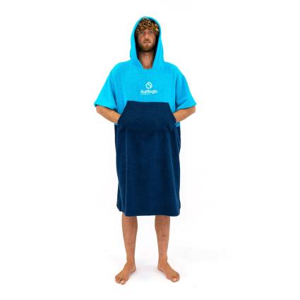 Surflogic Poncho Logo One Size Cyan / Navy