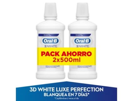 Pacote Duplo Enxaguatório Bucal 3D Branco Luxe Perfeição Oral B 500ml