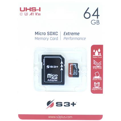 MEMÓRIA MICRO SDXC S3PLUS 64GB UHS-I