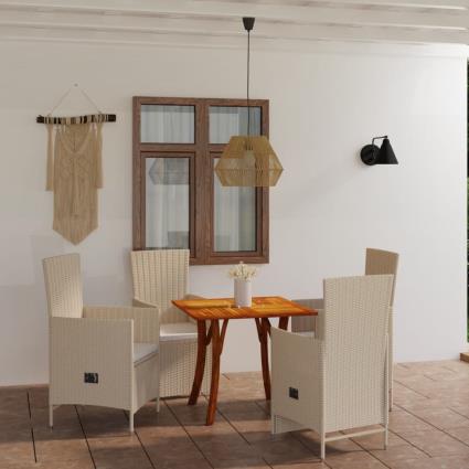 vidaXL 5 pcs conjunto de jantar para jardim bege