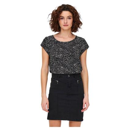Only Blusa Manga Curta Vic Aop 44 Black / Aop Blurry Dot