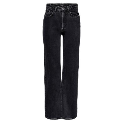 Only Jeans Cintura Alta Juicy Wide Leg 28 Black Denim / Detail Nas2 44