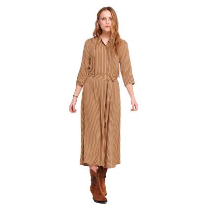 Only Vestido Longo Manga Curta Starr Life 36 Lion / Aop Sandshell Stripe