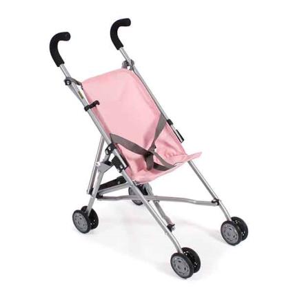 Carrinho De Boneca Mini-Buggy Dobrável Cinza Denim Rosa
