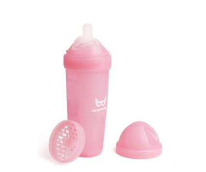 Biberão anti-cólica rosa Herobility 340ml