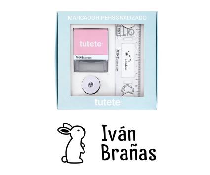 Selo Personalizado Coelho + Fita branca para roupa escura