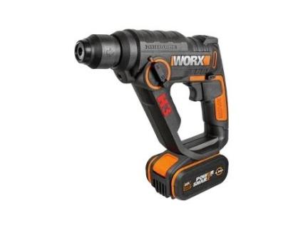 Martillo, taladro, atornillador Worx WX390.1 H3 SDS-plus, 3 en 1, 20 V Li, 2 bat 2,0 Ah y maletín - WORX