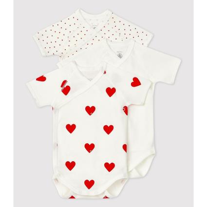 Petit Bateau Lot de 3 bodies croisés manches courtes